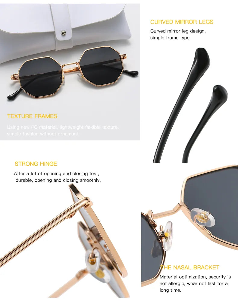 Polygon Metal Sunglasses Vintage Frame For Women Sunglasses Men Luxury Brand Design Sun Glasses Women Mirror Gafas De Sol Uv400